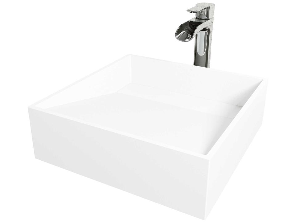 Starr Square Matte Stone Vessel Bathroom Sink Set with Niko Chrome Faucet