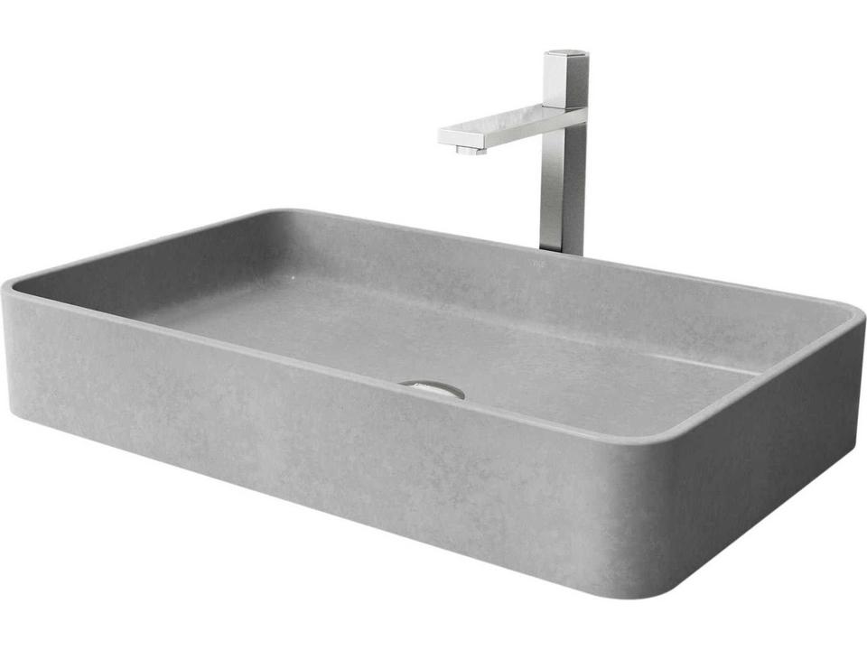 Nova Rectangular Bathroom Sink and Vessel Faucet Set in Brushed Nickel