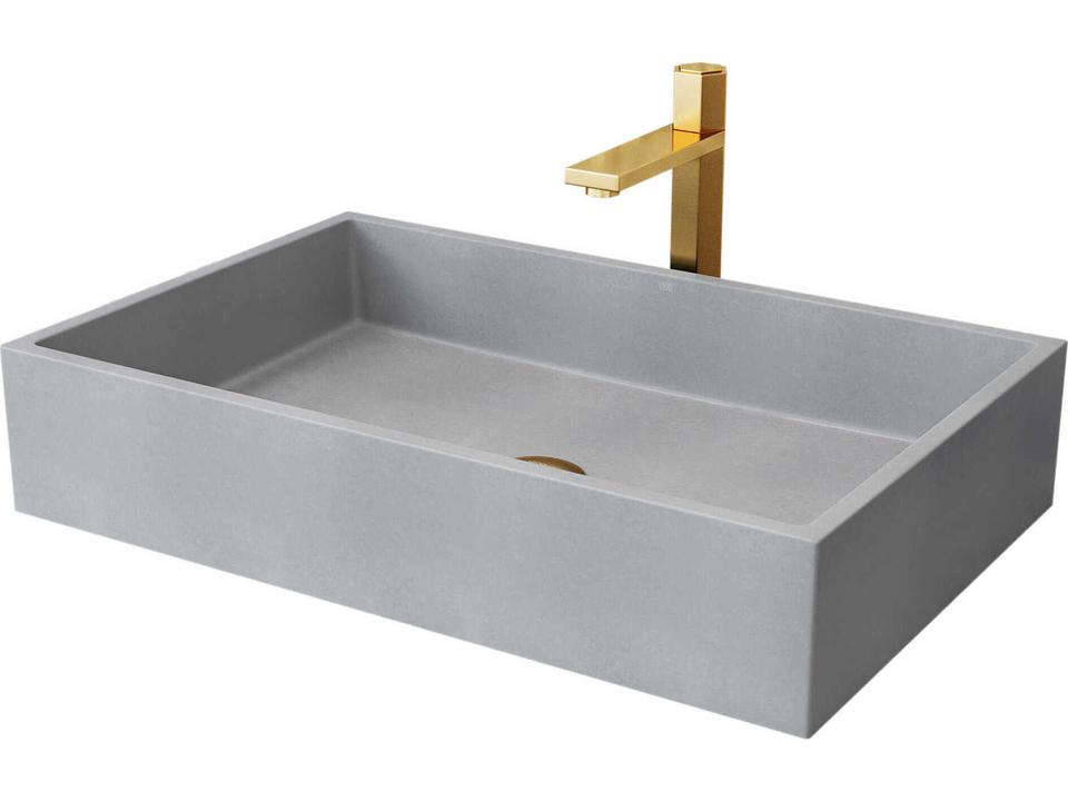 Orvieto Rectangular Bathroom Vessel Sink with Nova Faucet and Pop-Up Drain