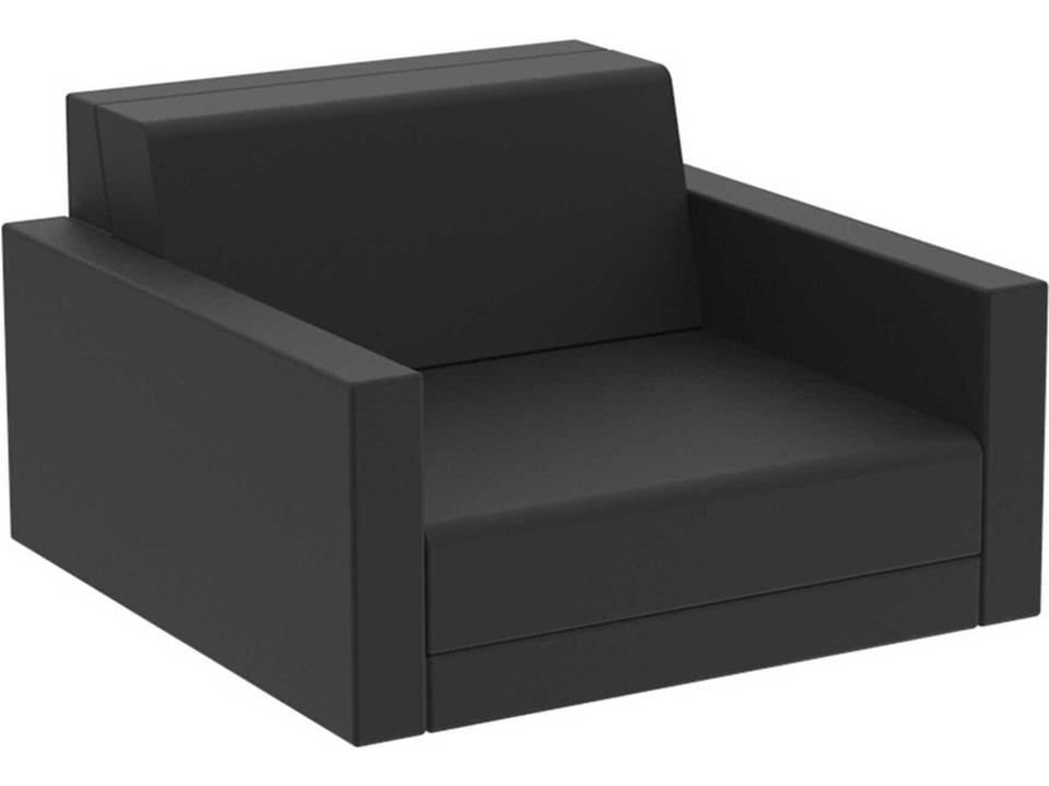 Pixel Outdoor Lounge Chair in Matte Black with Cushions by Ramón Esteve