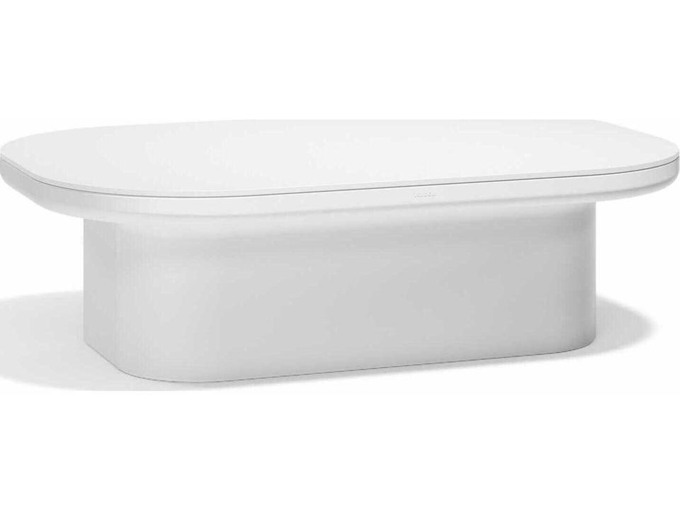 Luna Oval Outdoor Coffee Table in White with Hidden Storage by Ramón Esteve