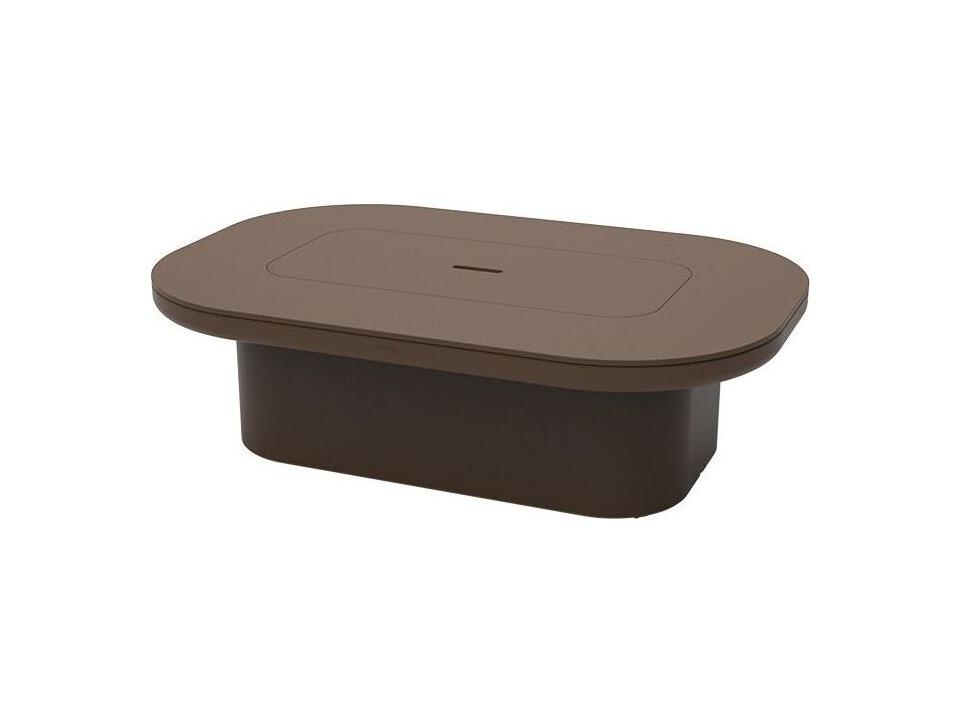 Luna Brown Polypropylene Rectangular Umbrella Hole Coffee Table