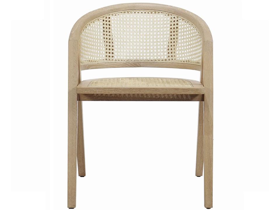 Aero Cane Barrel Back Dining Armchair in Cerused Oak
