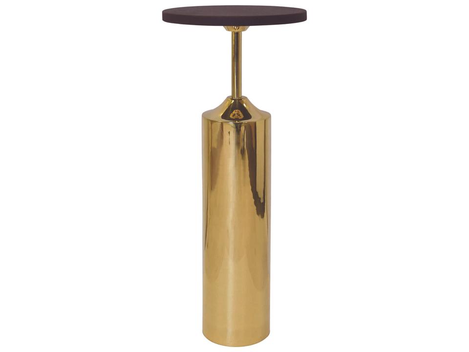 Bolton Round Leather Top Side Table with Brass Base