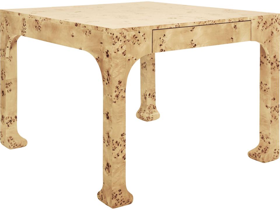 Kerry Square Game Dining Table in Matte Burl Wood