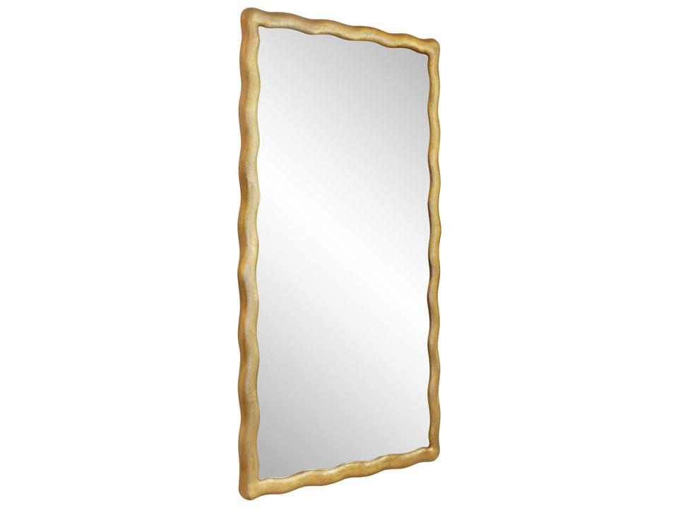 Kylo Rectangular Wall Mirror with Wavey Textured Frame in Brass