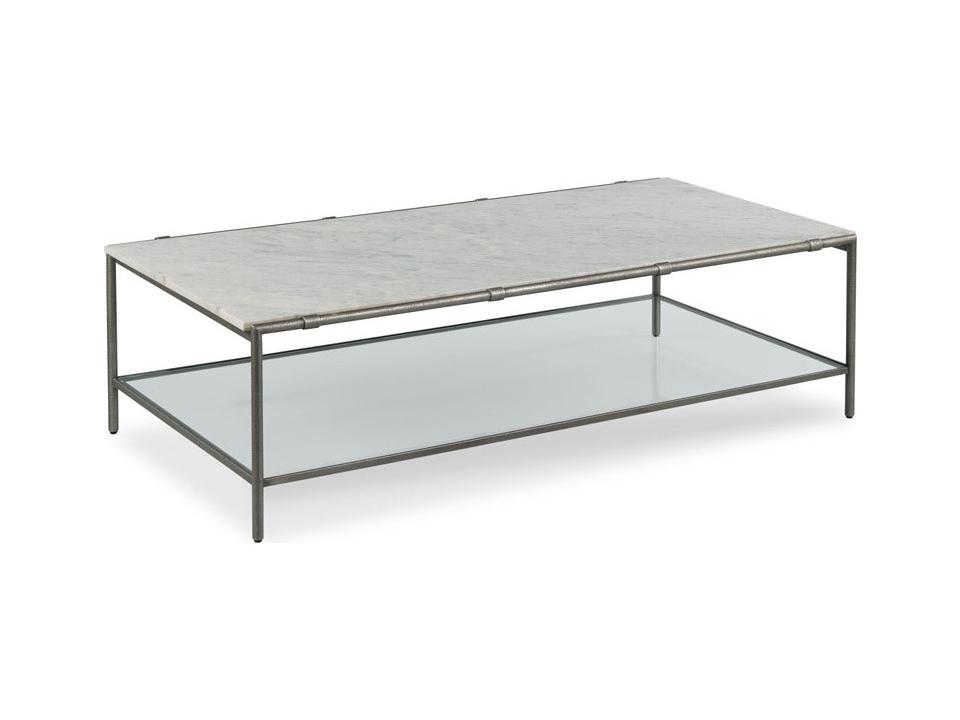 Anderson Cocktail Coffee Table with Marble Top and Glass Shelf