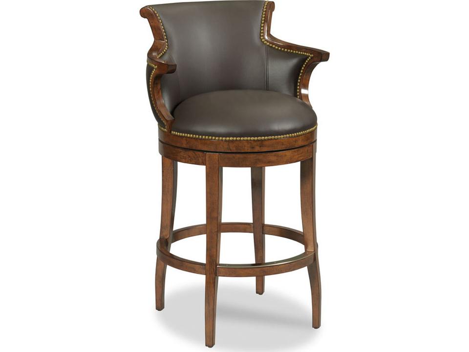 Furniture MacKenzie Swivel Leather Bar Stool in Bordeaux and Cocoa