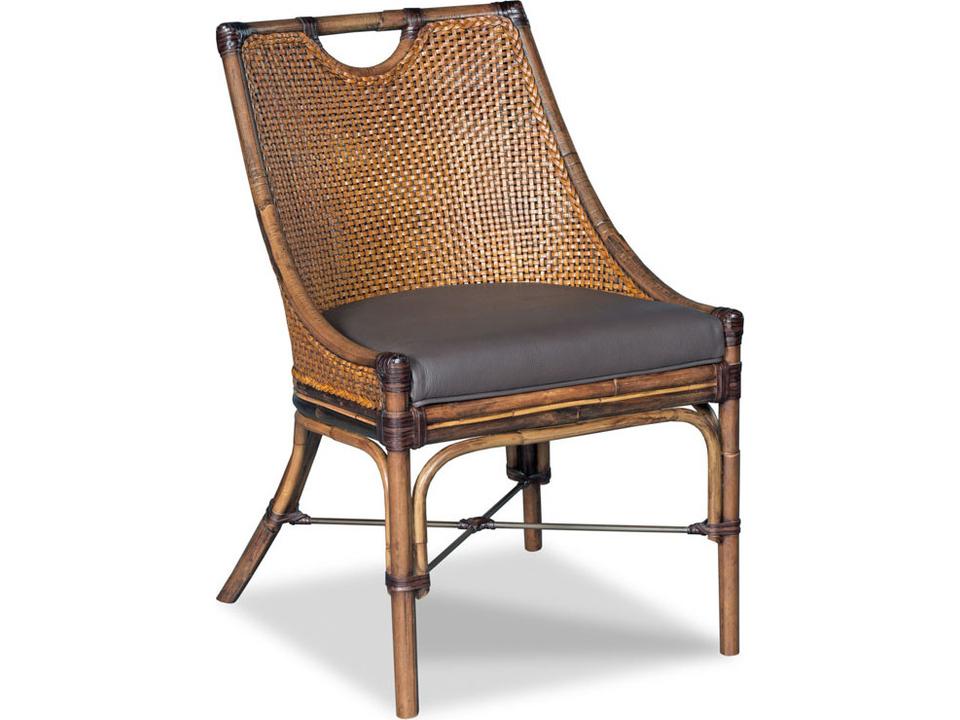 Bali Dining Side Chair with Woven Leather Back and Rattan Frame