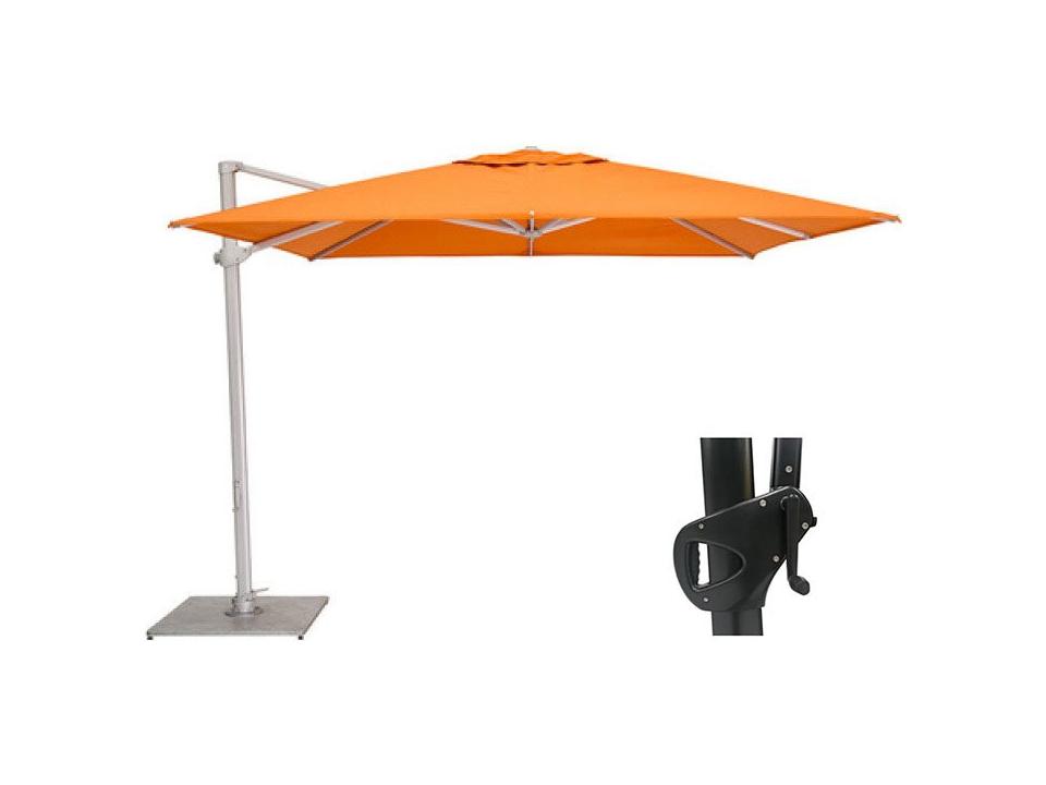 Pavone 10 Foot Square Cantilever Outdoor Patio Umbrella with Grip Handle