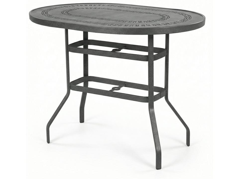 Mayan Punched Aluminum Oval Bar Table for Outdoor Patio