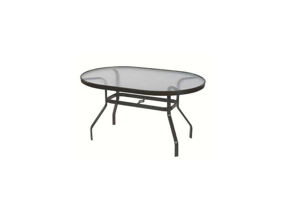 Oval 36x54 Inch Outdoor Dining Table with Tempered Glass Top
