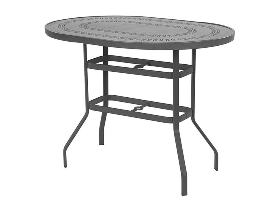 Mayan Punched Aluminum Oval Counter Table with Umbrella Hole