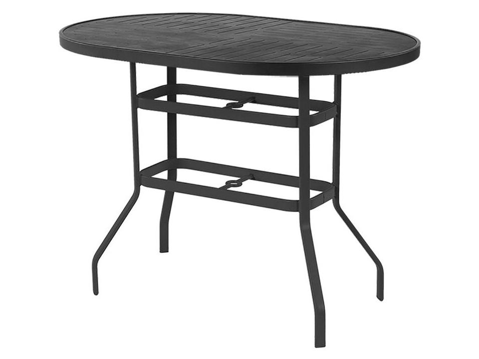 Napa Punched Aluminum Oval Counter Table with Umbrella Hole