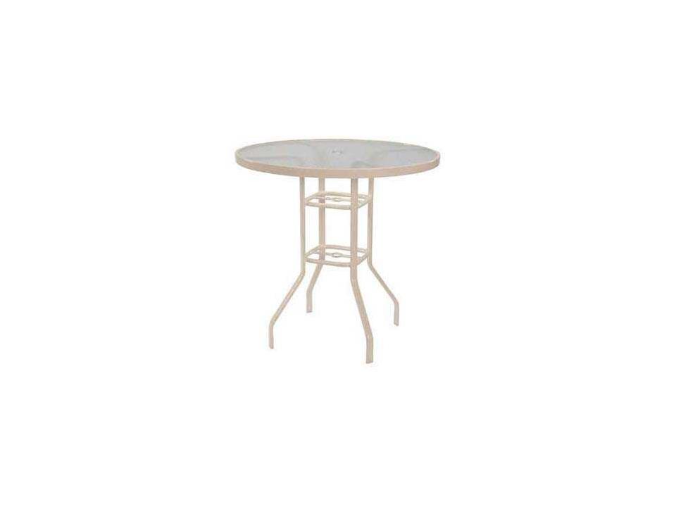 Windward Glass Top 42 Inch Round Balcony Table with Umbrella Hole