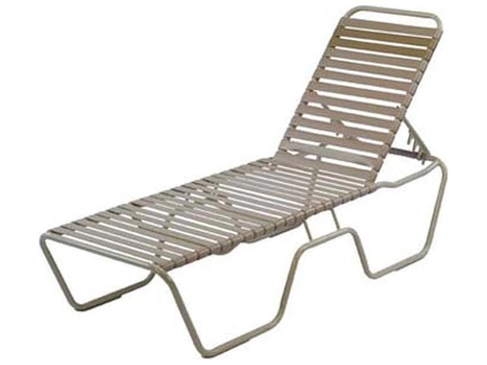 Country Club Strap Aluminum Armless Patio Chaise Lounge