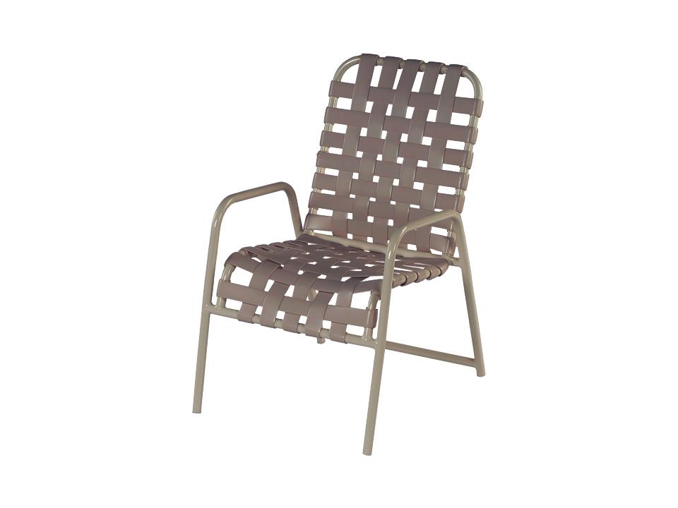 Country Club Strap Aluminum Outdoor Dining Armchair