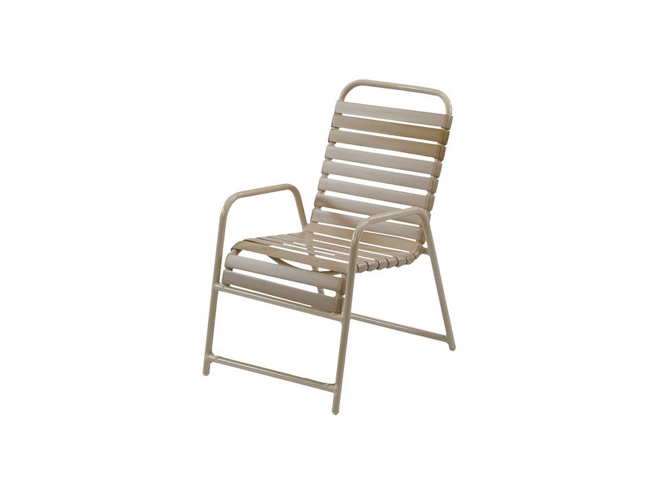 Country Club Strap Aluminum Patio Dining Armchair with Extra Front Brace