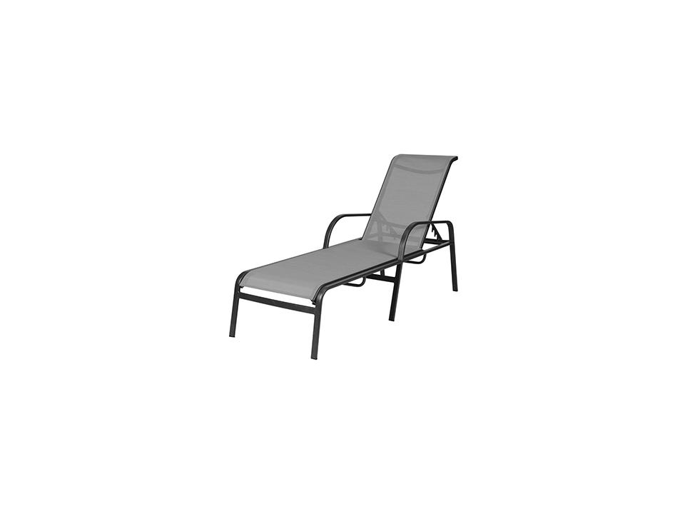 Ocean Breeze Sling Aluminum Outdoor Chaise Lounge with Arms