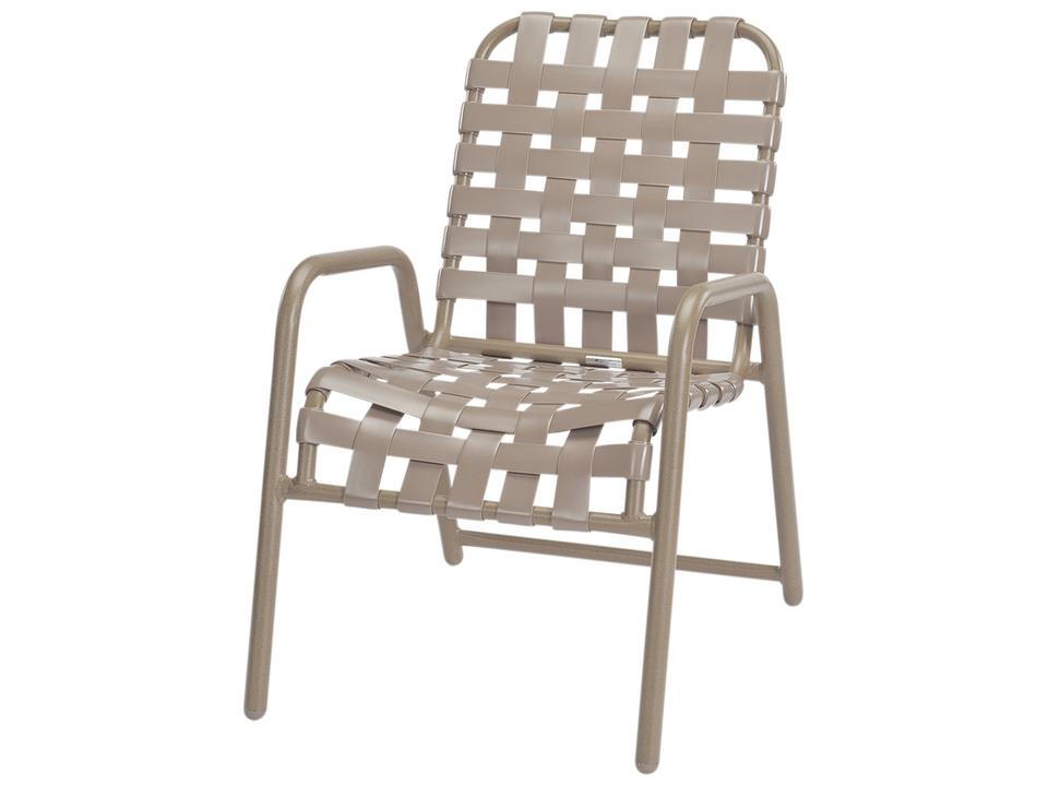 Neptune Strap Aluminum Stacking Outdoor Patio Dining Chair Cross Weave