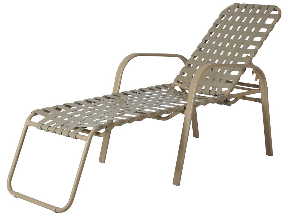 Anna Maria Strap Aluminum Stacking Patio Chaise Lounge Cross Weave