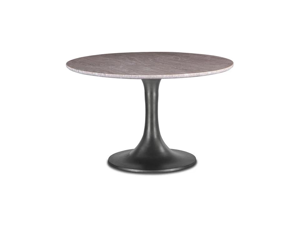 Palm Desert 48-Inch Round Marble Dining Table in Brown and Gunmetal