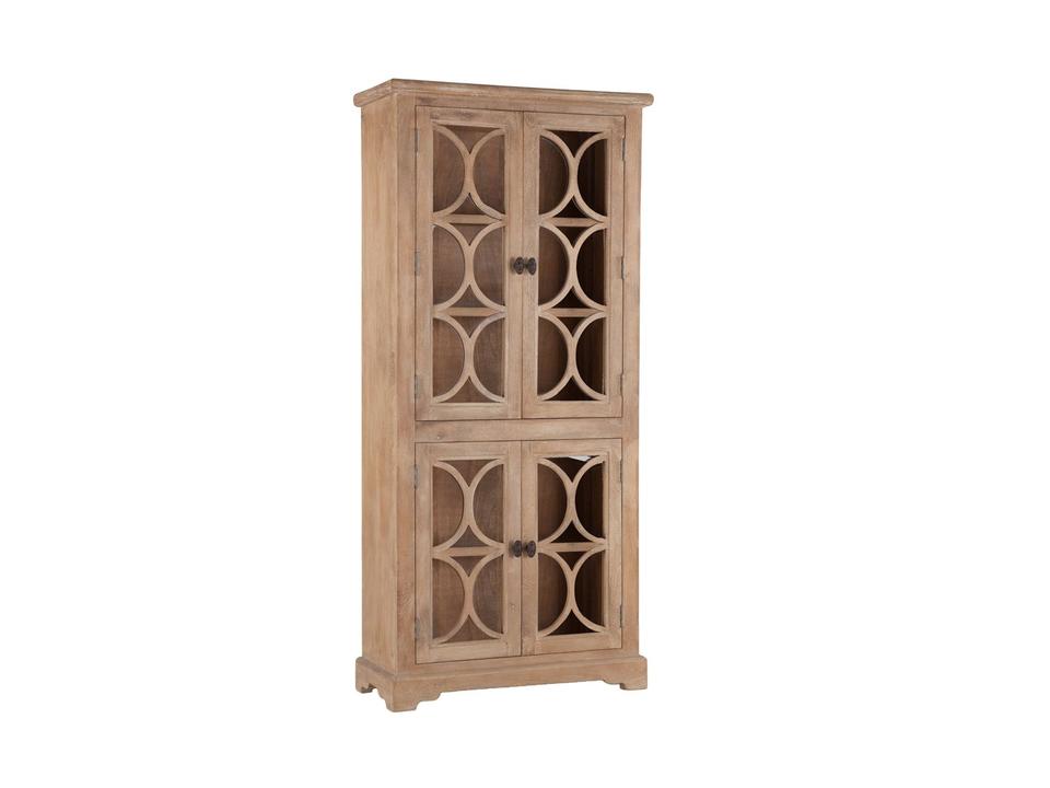 Pengrove 38-Inch Carved Wood Display Cabinet in Antique Oak