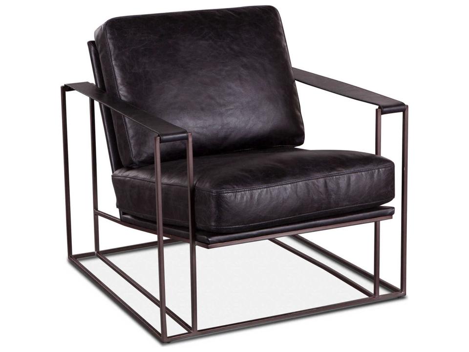 Portlando Black Leather Accent Chair