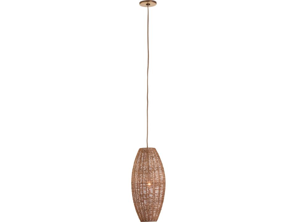 Teague Single Tall Pendant Light in Natural Raffia Rope