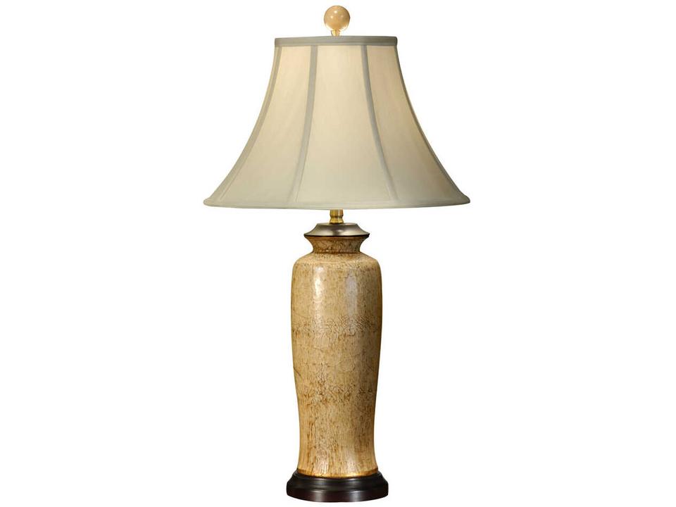 Carmel Porcelain Table Lamp in Tan and Brown with Silk Shade
