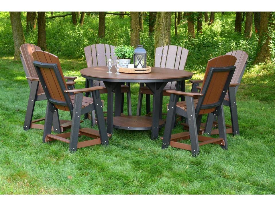 Heritage 7-Piece 60-Inch Round Outdoor Pub Dining Set Poly Lumber