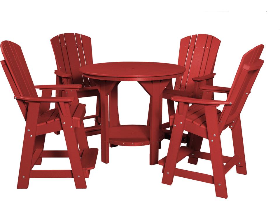 Heritage 48-Inch Round 5-Piece Polywood Pub Set in Dark Gray