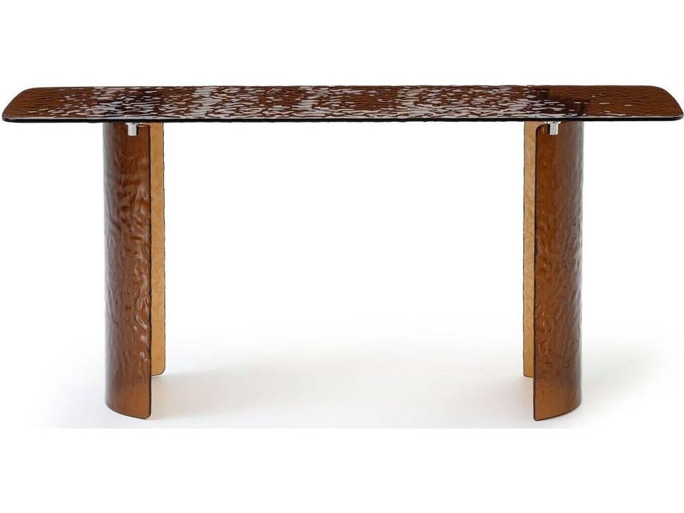 Rivelle Rectangular Console Table in Bronze Textured Glass