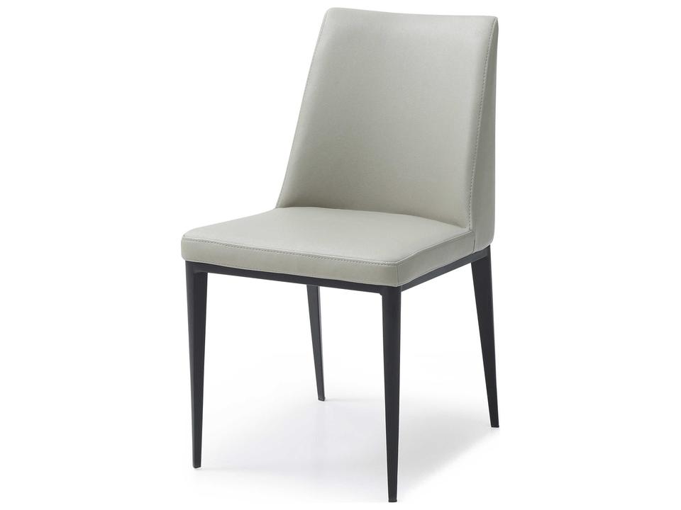 Carrie Dining Side Chair Light Grey Eco Leather Sanded Black Steel