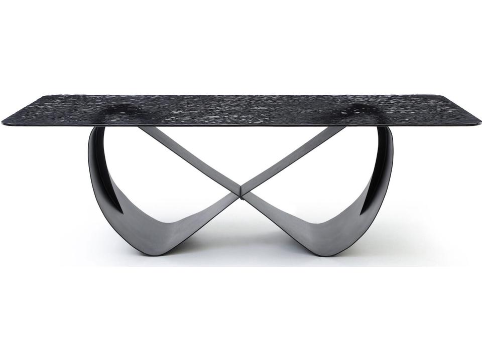 Tiffany Rectangle Dining Table Black Melted Glass and Metal