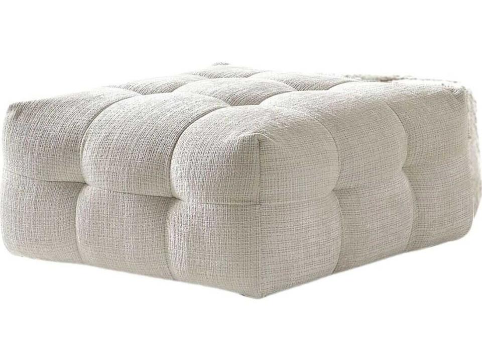 Cloud Ottoman in Beige Chenille and Tufted Fabric