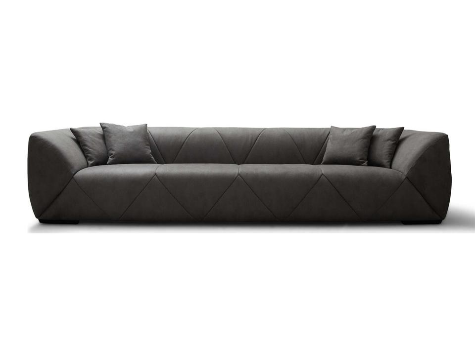 Quarry 4-Seater Standard Sofa in Dark Grey Nubuck with Quilted Pattern