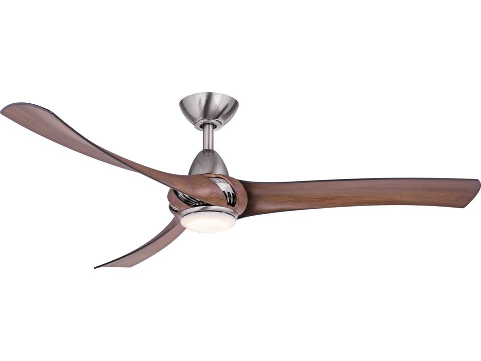 Droid 52-Inch 3-Blade Indoor Ceiling Fan with LED Light and Remote in Nickel Walnut