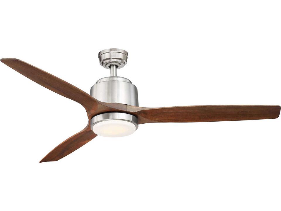 Reya 56-Inch 3-Blade Indoor Ceiling Fan in Nickel with Walnut