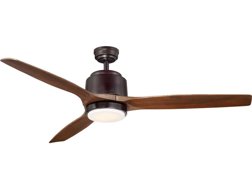 Reya 56-Inch 3-Blade Indoor Ceiling Fan with LED Light in Oiled Bronze