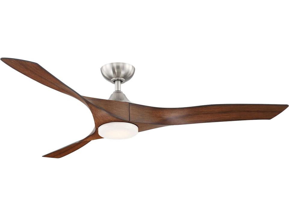 Willow 60-Inch 3-Blade Indoor Outdoor Smart Ceiling Fan in Nickel with Walnut Blades