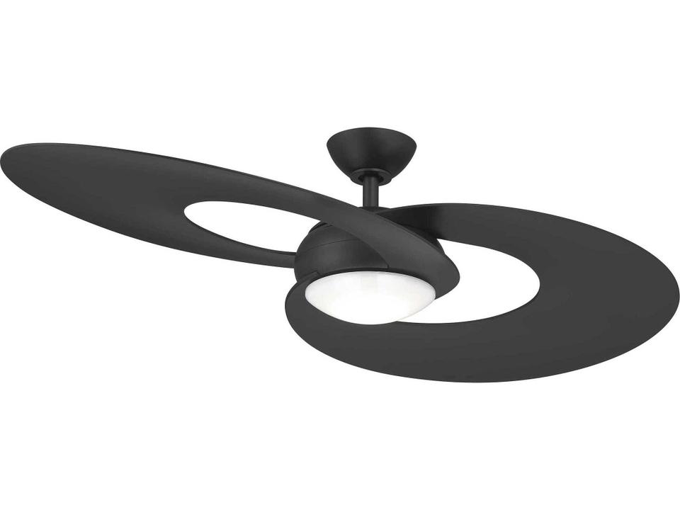 Sirius 52-Inch 2-Blade Smart Ceiling Fan with LED Light in Matte Black