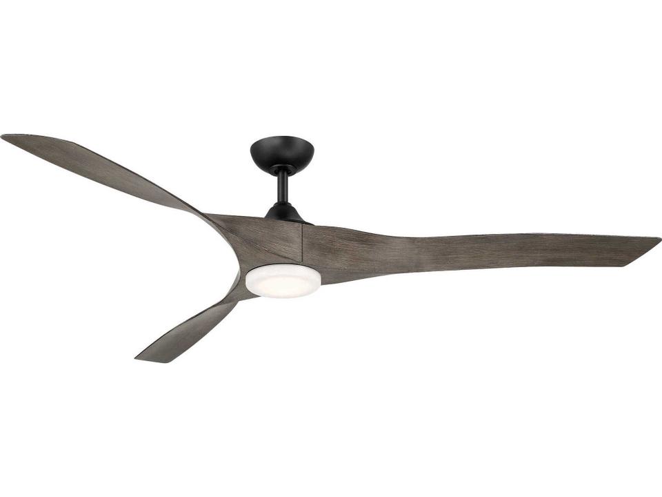 Willow XL 70-Inch 3-Blade Indoor Outdoor Smart Ceiling Fan in Matte Black Vintage Oak