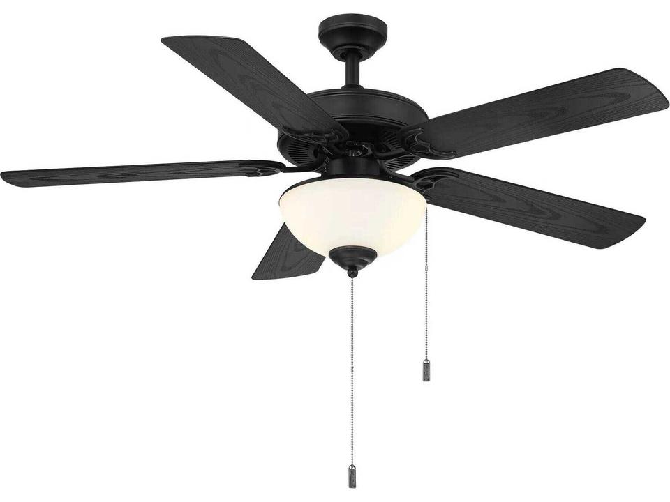 Dalton 52-Inch 5-Blade Outdoor Ceiling Fan with Light Kit in Matte Black