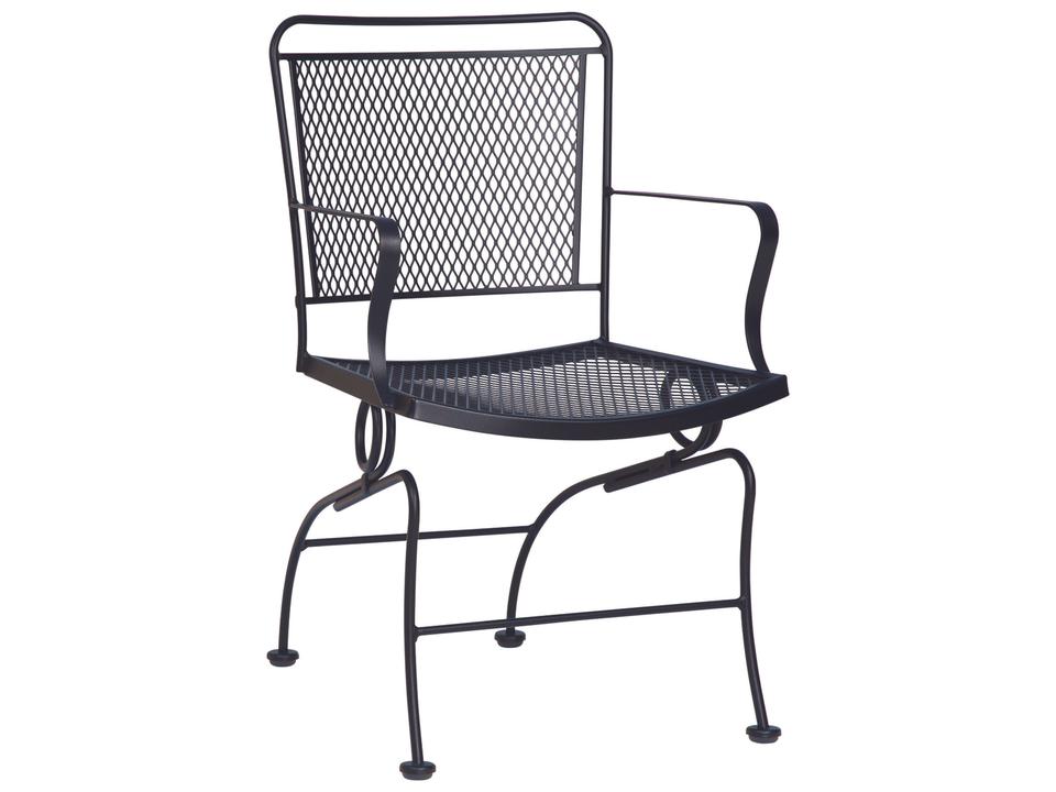 Constantine Wrought Iron Coil Spring Patio Dining Arm Chair with Cushion