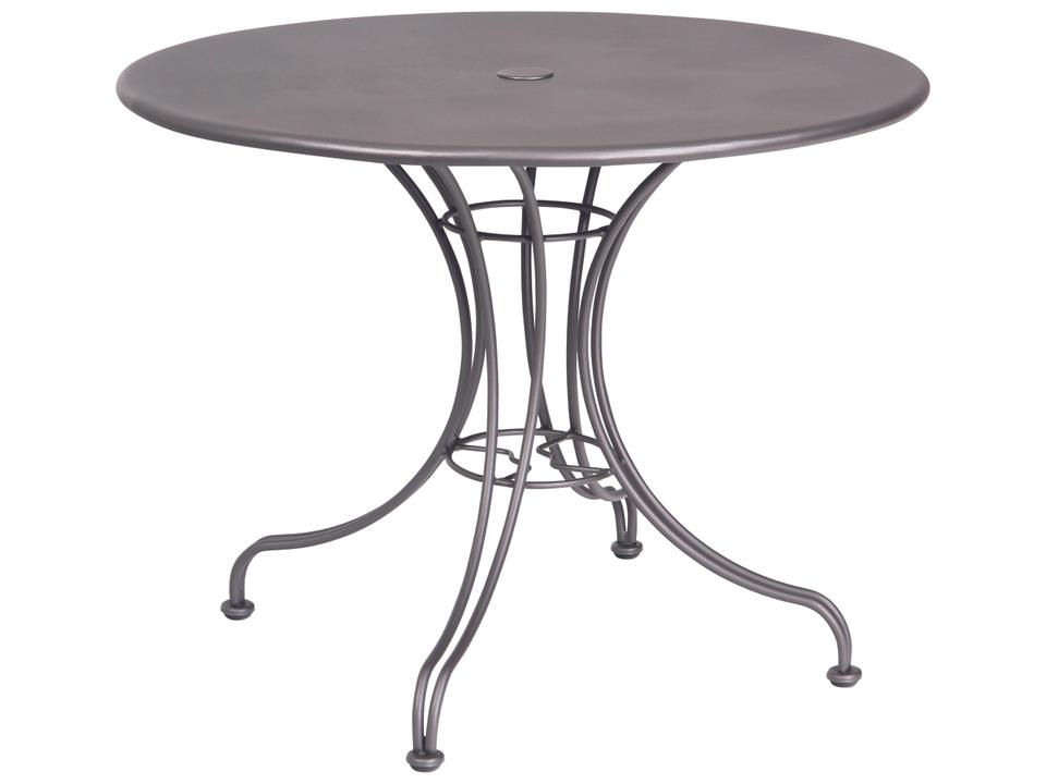 36 inch patio table with umbrella hole Declan Commercial Indoor/Outdoor Dining Hole, 36" Square All Weather Brown Poly Resin Top and Black Steel Base Steel mesh tables are durable Umbrella 36 Round Patio Table