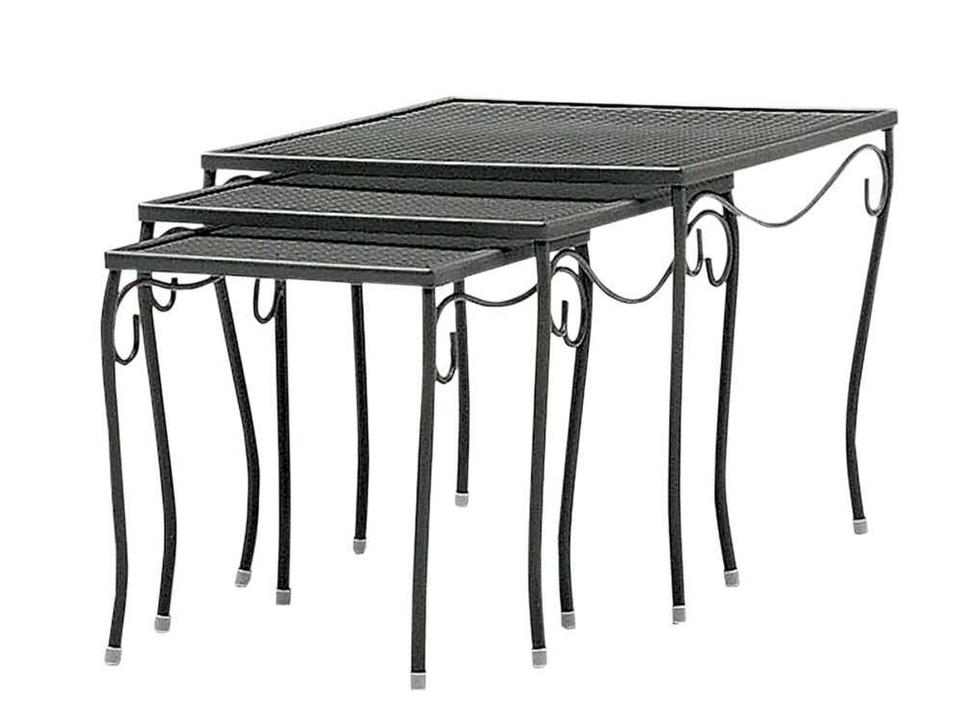 Wrought Iron Tables Mesh Nest of Three Square End Tables