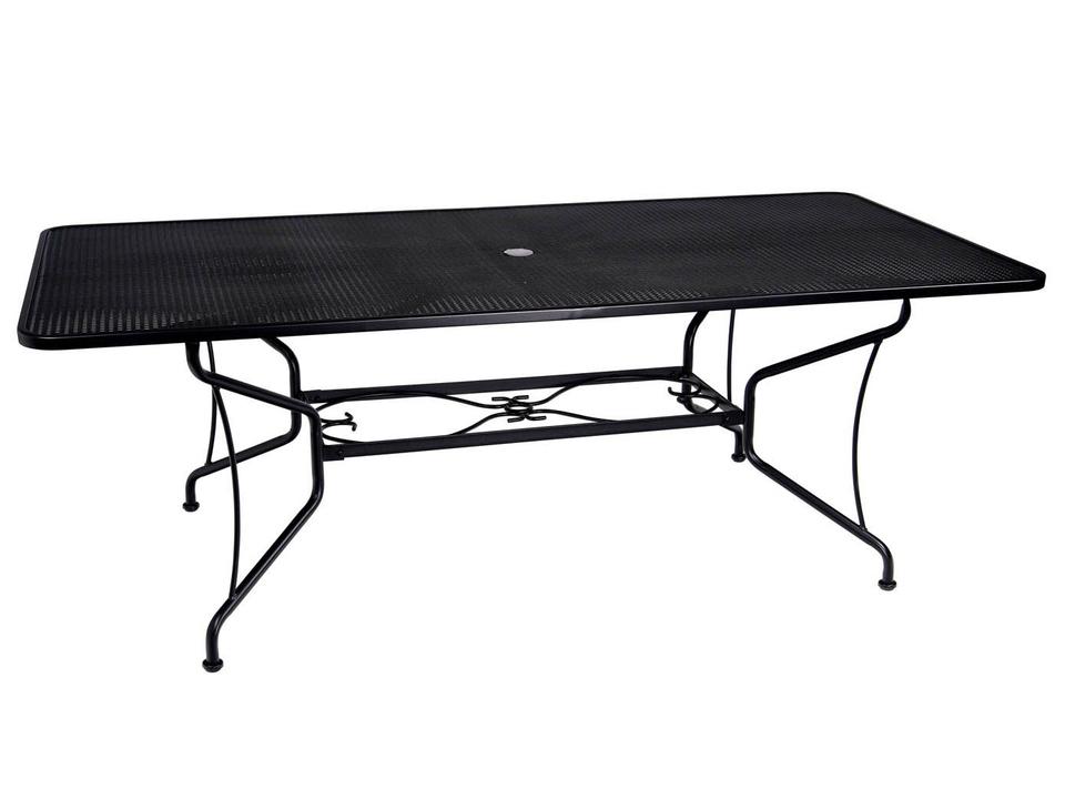 42x84 Inch Premium Mesh Top Rectangle Outdoor Dining Table in Wrought Iron