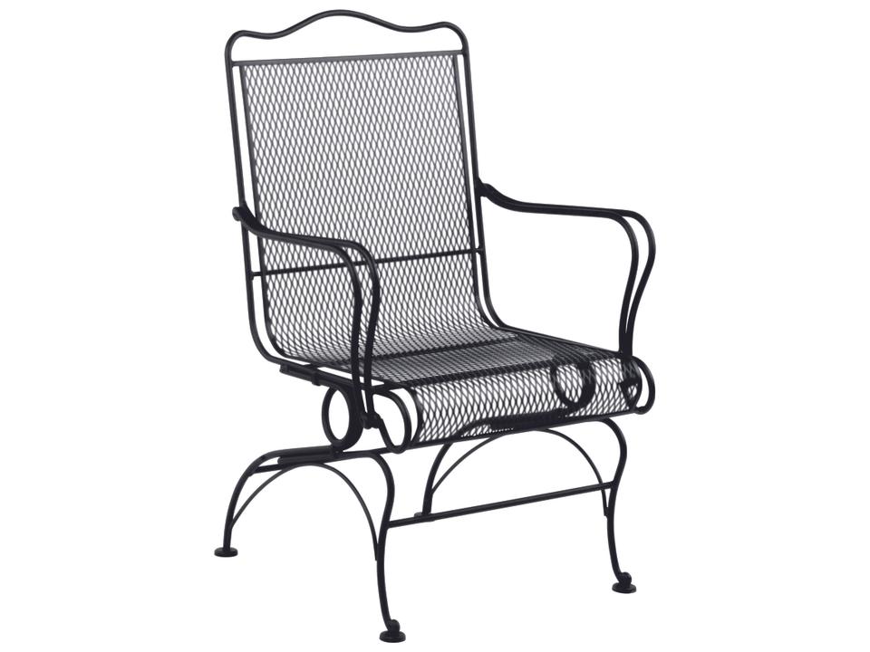 Tucson High-Back Coil Spring Wrought Iron Outdoor Dining Armchair