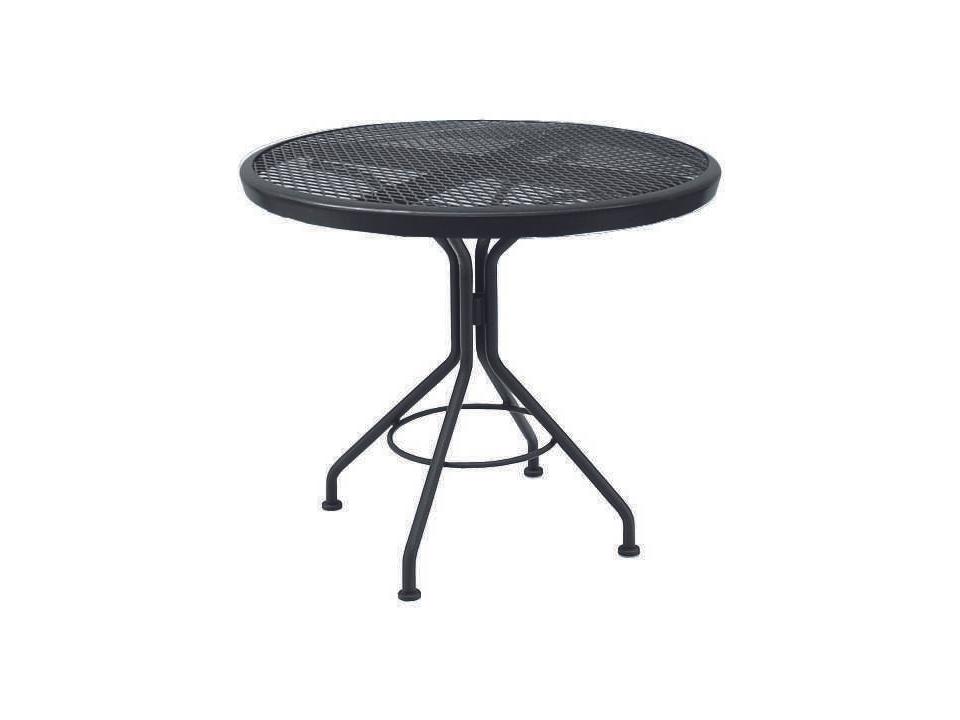 Cafe Series 30-Inch Round Wrought Iron Mesh Top Dining Table in Textured Black